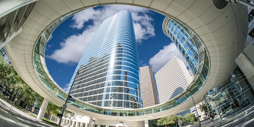RAAPM27 Hero Image Base Shot of the Houston skywalk from below showing cityscape
