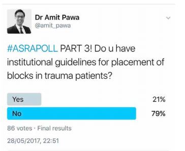 Do you have institutional guidelines for placement of blocks in trauma patients?