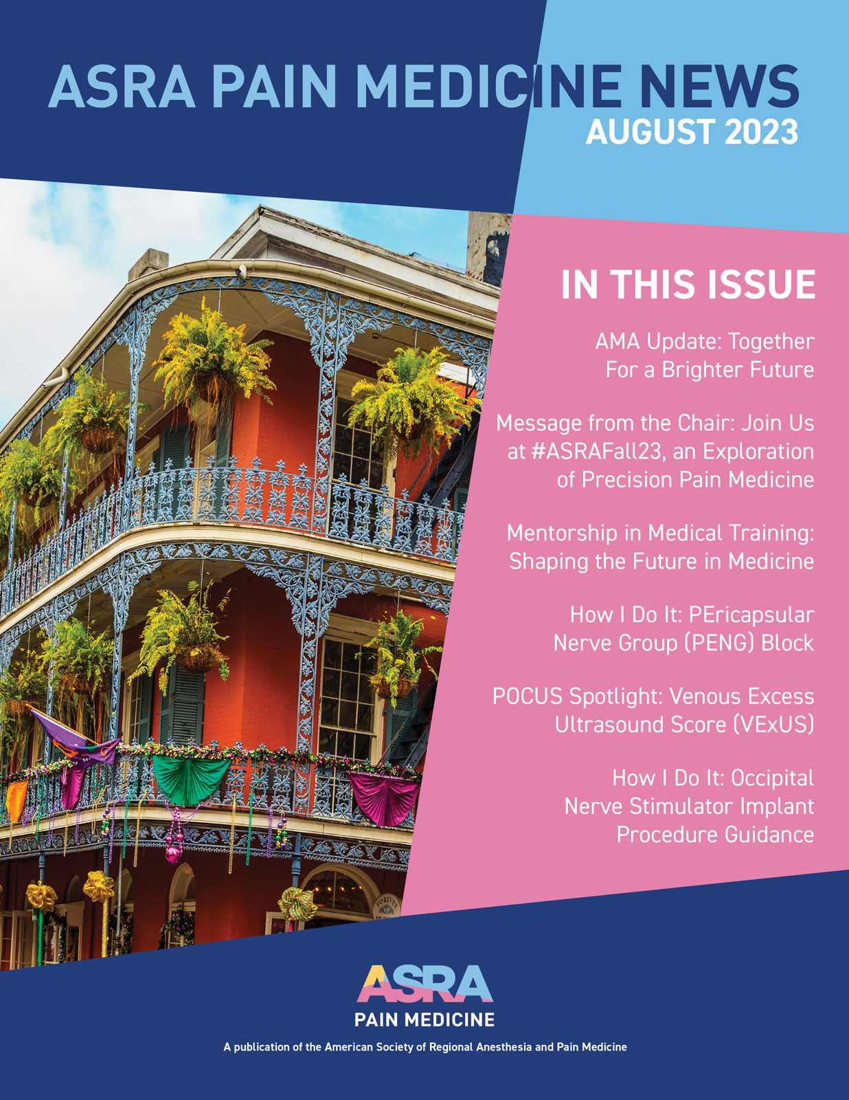ASRA Pain Medicine News August 2023 Cover