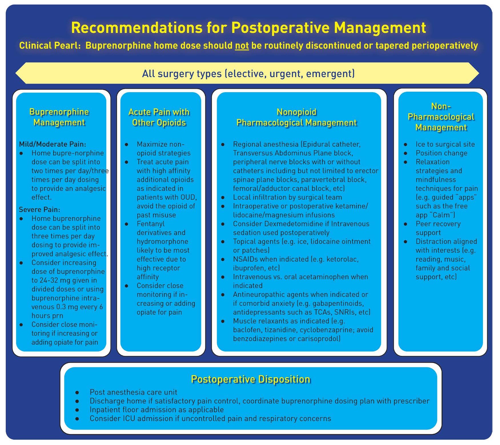 Figure 1. Recommendations for Postoperative Management With Buprenorphine and Other Options